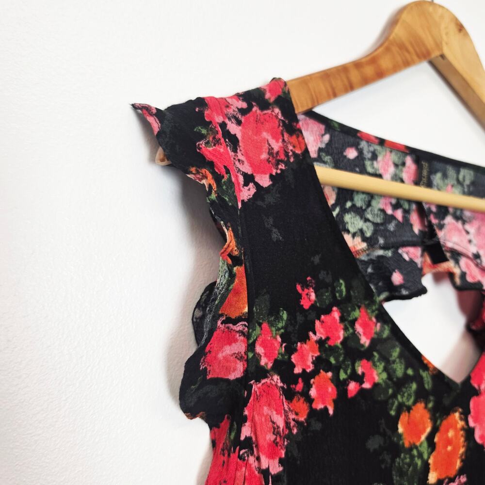 Anthropologie Tracy Reese Laurete Black Floral Jumpsuit Medium Boho Cottagecore - Picture 7 of 10